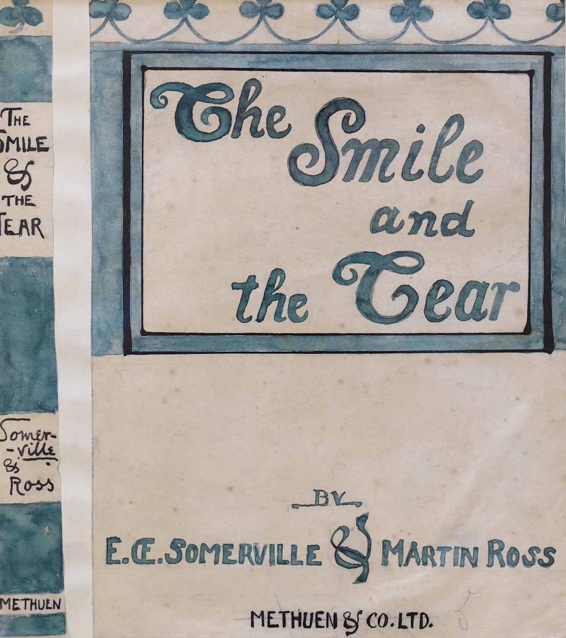Edith Oenone Somerville (1858-1949), two ink and watercolor designs for book jackets, The Smile and The Tear & An Enthusiast, signed and inscribed, 24 x 17cm and 21 x 19cm
